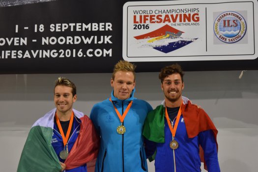 100m manikin tow with fins OPEN (Seniors): 1) Kai SCHIRMER, 2) Andrea Vittorio PIRODDI 3) Alessandro FONTANA