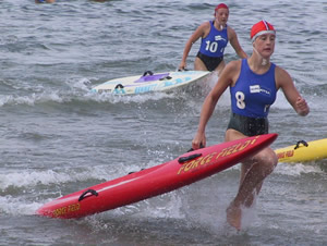 Maike op de board race, toen de DLRG Cup nog de NIVEA Cup heette.