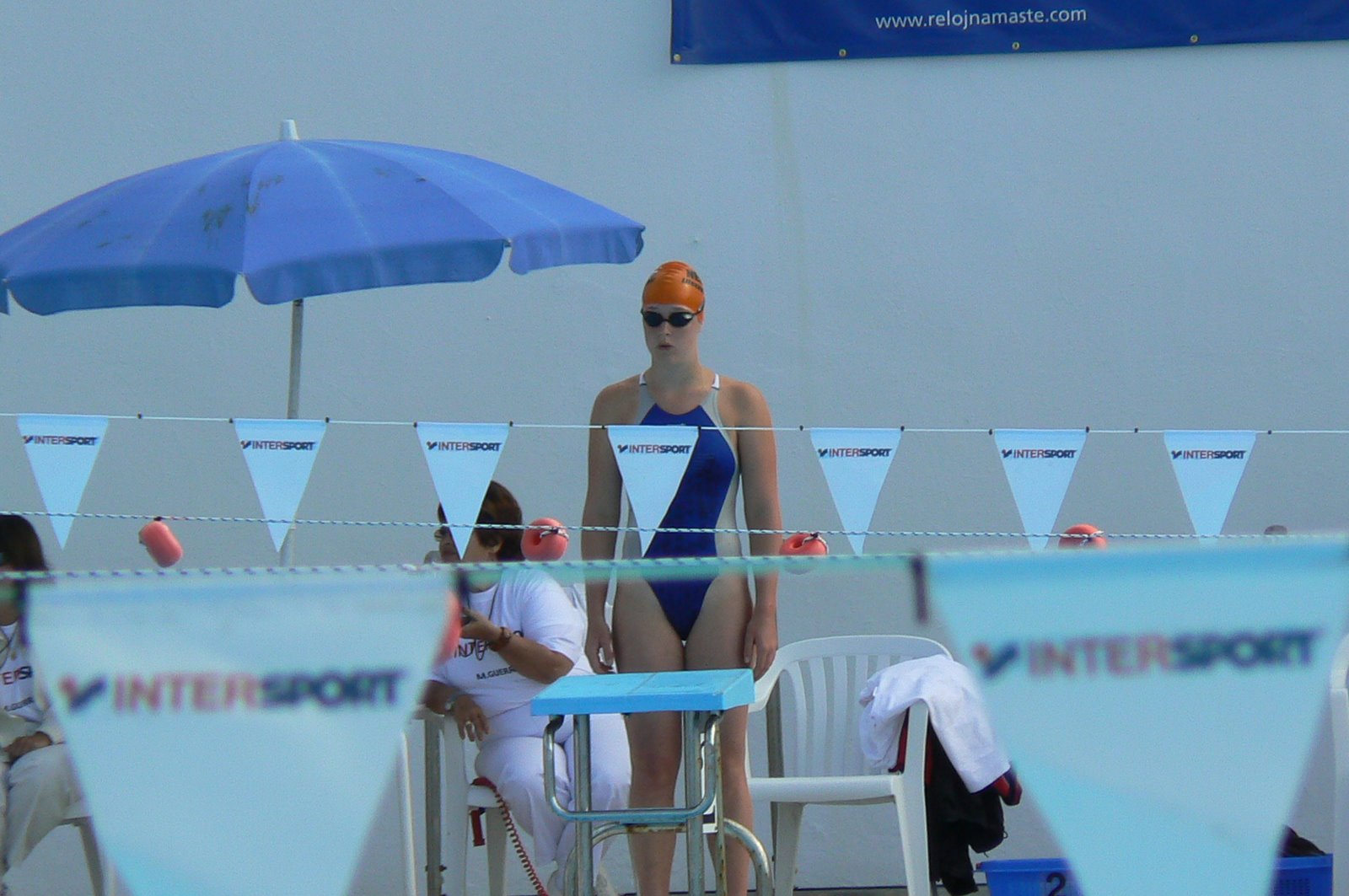 Maike achter de startblok in Tenerife tijdens de EK in 2007.